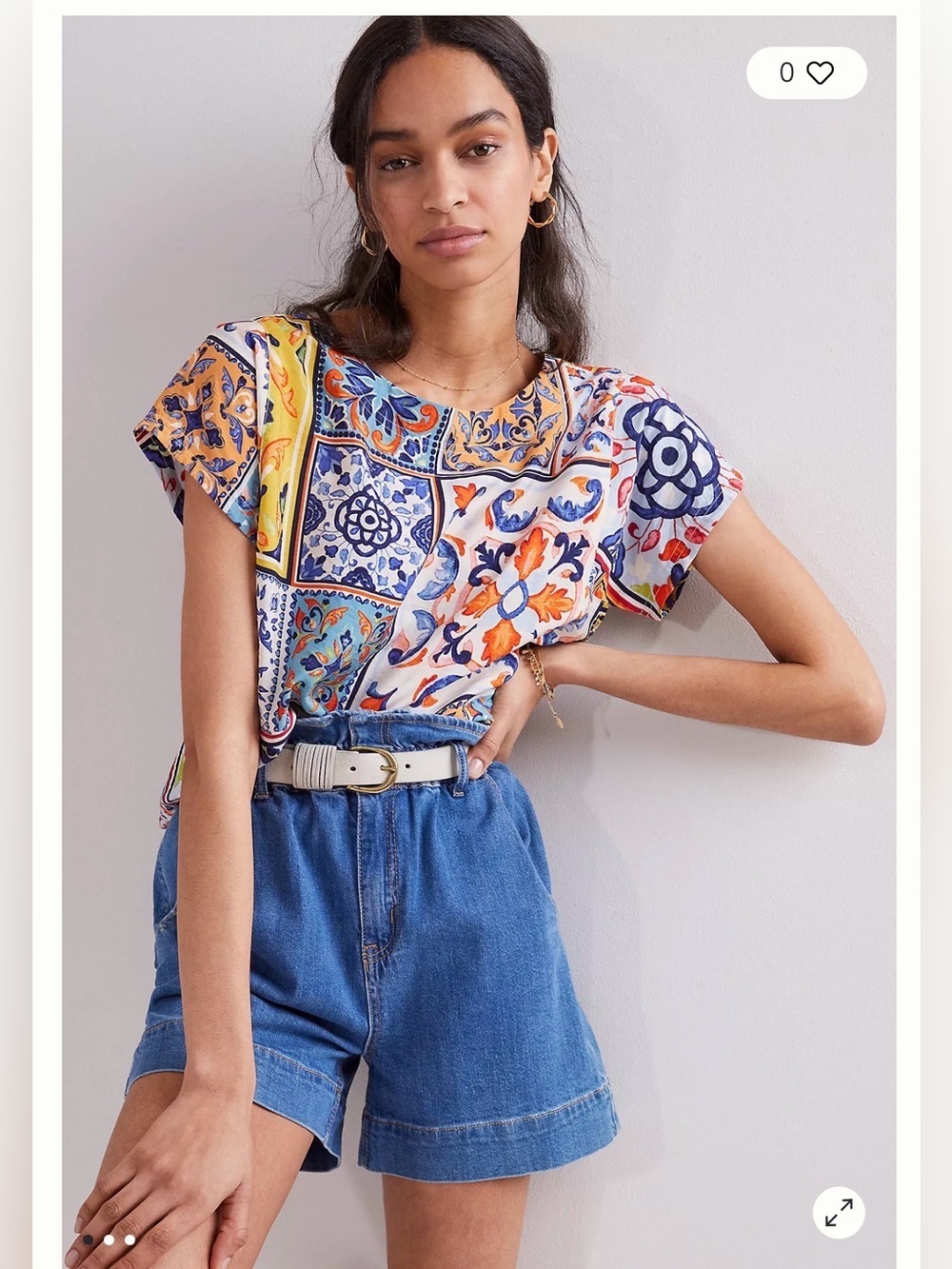 Anthropologie Maeve Printed Paisley Short Sleeve Top , size M